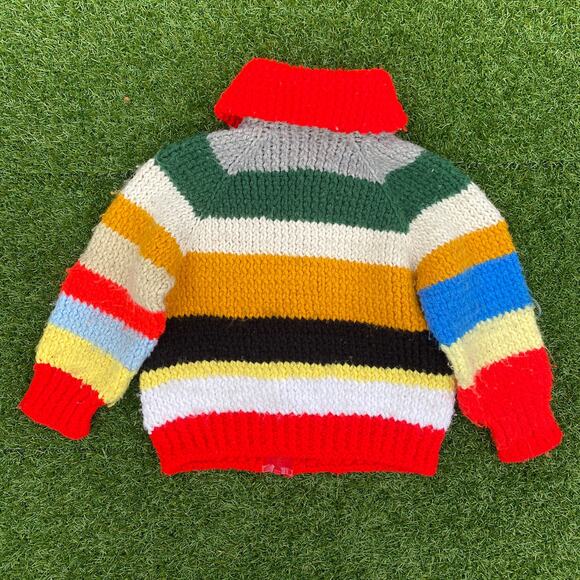 Baby Shawl Collar Knit Vintage 1950's Multicolor Sweater - Picture 5 of 5